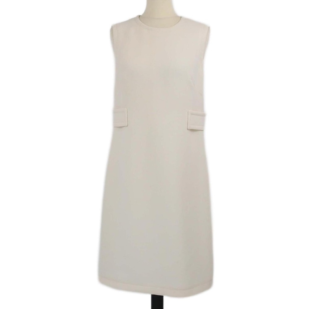 Prada Cream Sheath Wool Sleeveless Dress 40